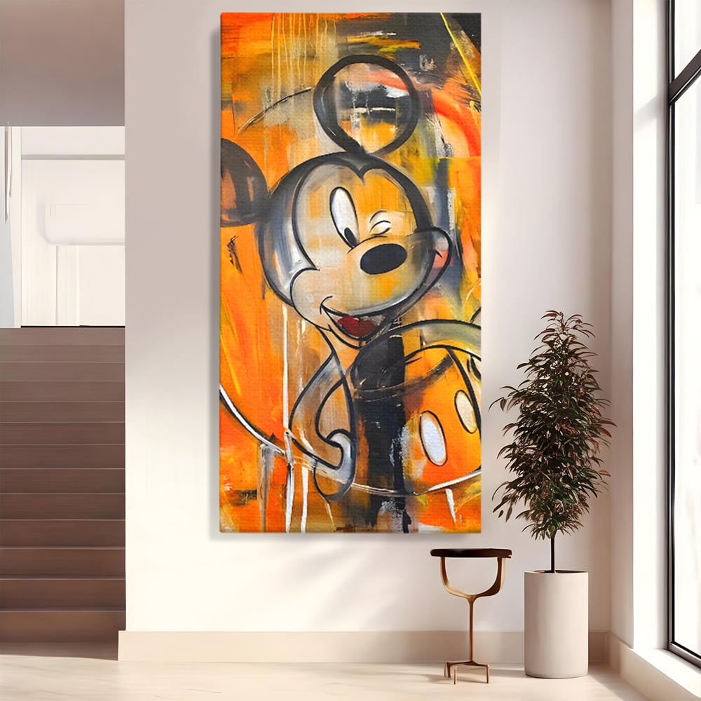Tablou canvas cu tablou canvas cu mickey mouse, fara rama, pe sasiu de lemn